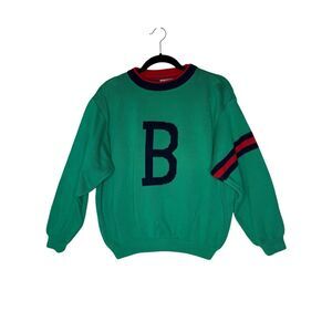Vintage United Colors Of Benetton Letterman Sweater Green, Red & Navy Size S